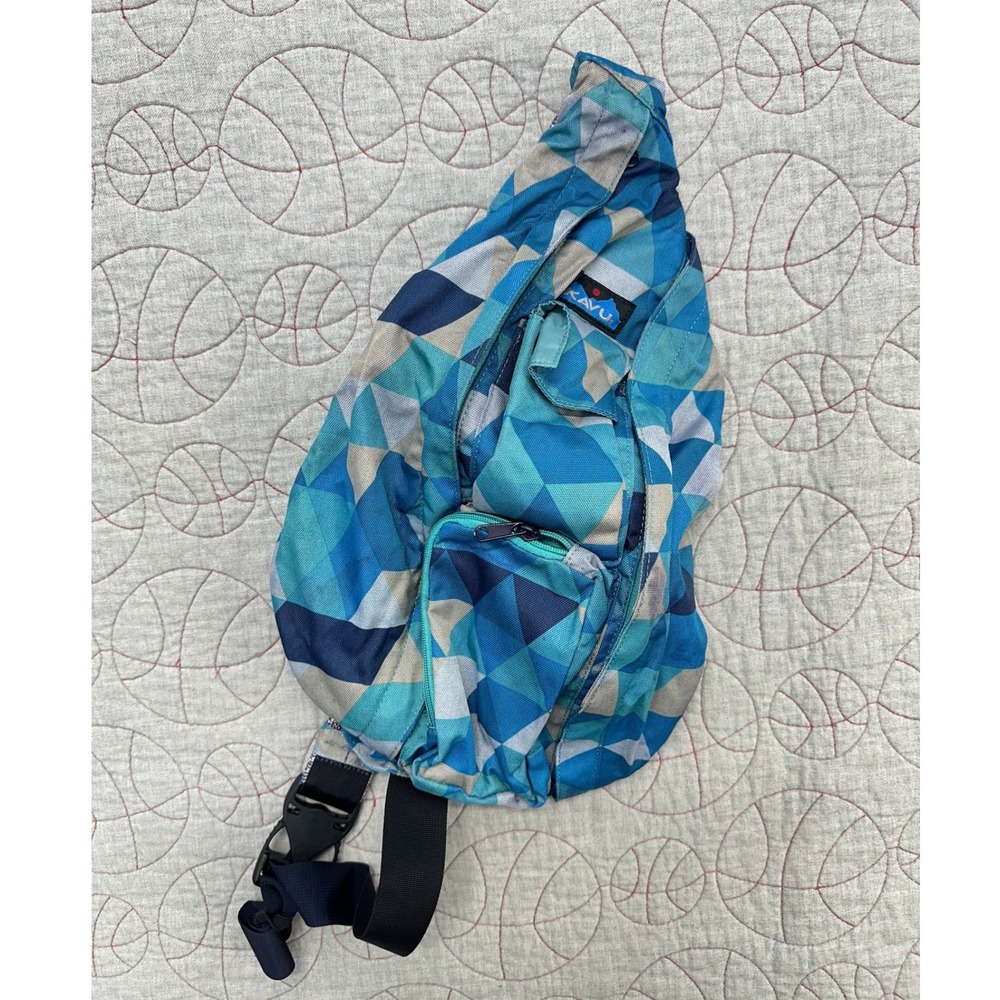 KAVU Rope Bag Blue Geometric Triangle Sling / Womens One Size